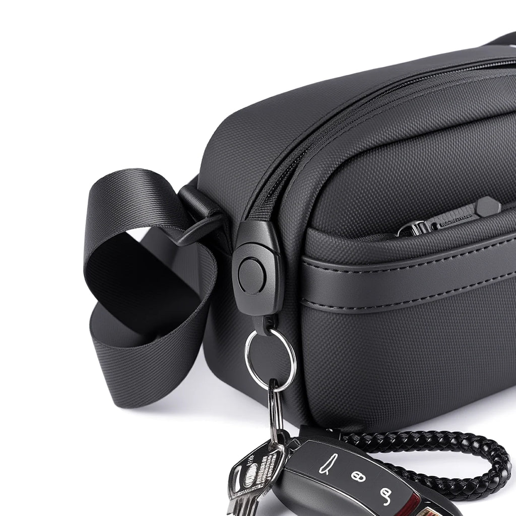 ExecSlim: Slim Business Crossbody Bag with 3 Compartments and Key Hook