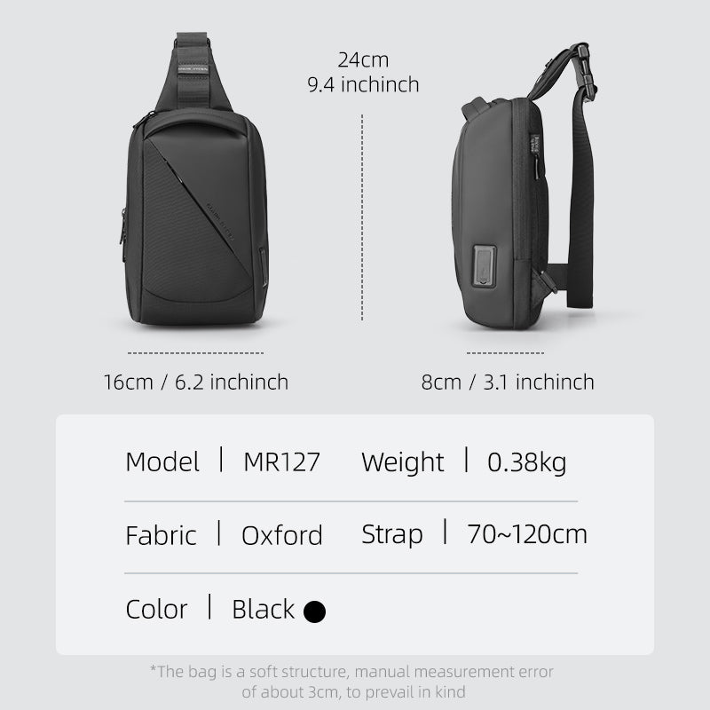 ChargeSling: RFID-Safe Chest Bag with USB Charging Port For Commute